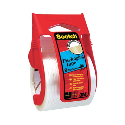 Scotch Reinforced Packaging Tape 50mmx9m with Easy Start Dispenser Clear X.5009D 3M23942 Buy online at Office 5Star or contact us Tel 01594 810081 for assistance