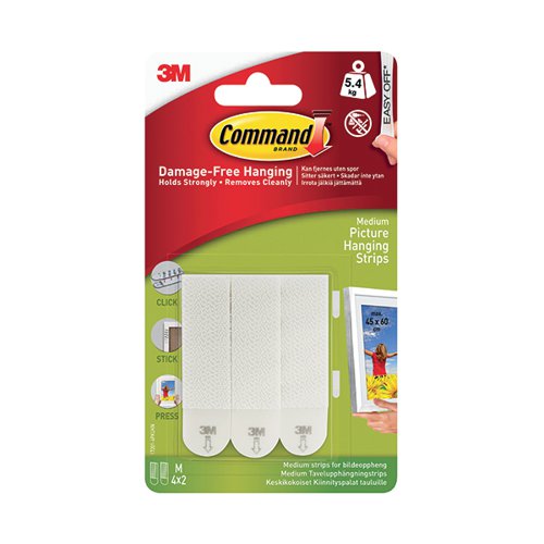 3M Command Medium Picture Hanging Strips Pack of 4 17201