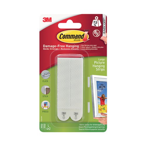 3m Command Picture Hanging Strips Large Pack Of 4 17206