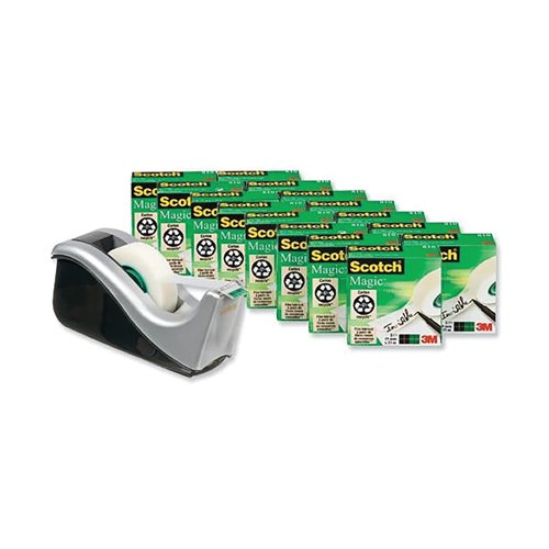 Scotch Magic Tape 810 19mmx33m (Pack of 16) with Free Dispenser 8-1933R16060 3M34916 Buy online at Office 5Star or contact us Tel 01594 810081 for assistance