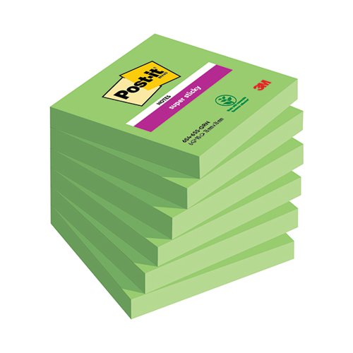 Post-it Super Sticky 76x76mm Asparagus (Pack of 6) 654-6SS-AW