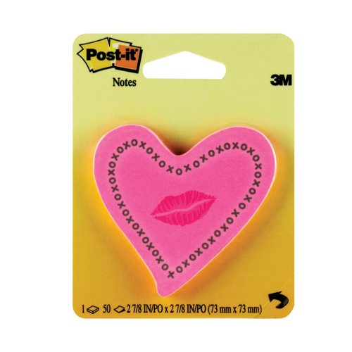 Post-it Notes Heart with Neon Lips Pink 50 Sheets 6370-HTL
