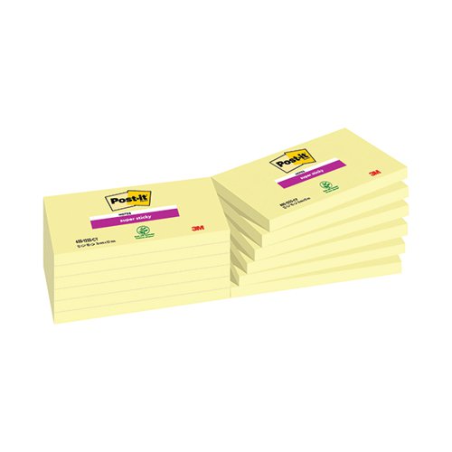 Post-it Super Sticky 76x127mm Canary Yellow (Pack of 12) 655-12SSCY