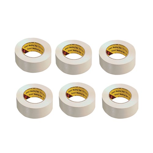 Scotch tape provides high quality, strong adhesion on almost any surface. Easy to unwind, this 50 metre masking tape roll adheres instantly to the desired surface and is easily torn to the appropriate size. The tape is backed with latex-saturated crepe which allows for high conformability and sliver resistance. Suitable for short term paint masking up to one hour, the tape has a good paint flaking functionality.