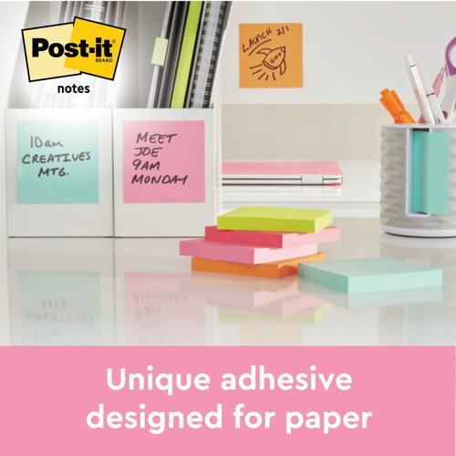 Ideal for desktop use, this Post-it Note Cube is designed for long lasting use, with 350 sheets per cube. The strong adhesive will adhere to most surfaces and remove cleanly, which is perfect for making notes or leaving messages and reminders. This pack contains 1 note cube measuring 76 x 76mm in assorted neon colours.