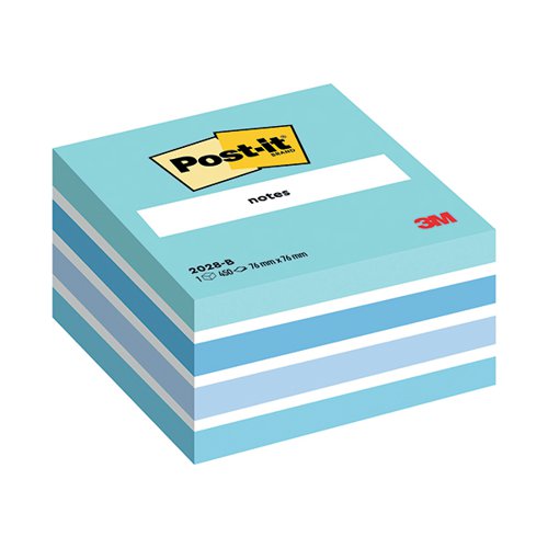 3M Post-it cubes 2028X6, 76 mm x 76 mm, tons bleus pastel, tons verts  pastel