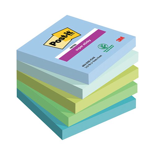 Post-it Super Sticky Oasis Colour 76x76mm 90 Sheet (Pack of 5) 7100258898