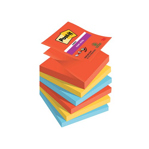 Post-it Z-Notes Playful Colour 76x76mm 90 Sheet (Pack of 6) 7100258797