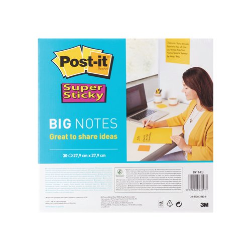 Post-it Super Sticky Big Notes 279x279mm Yellow (Pack of 30) BN11-EU 3M93197