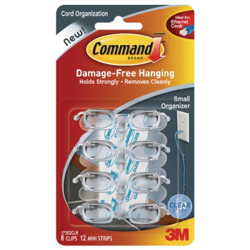 3M Command Clear Cord Clips With Clear Strips Small 17302CLR