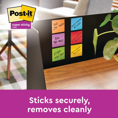 Post-it Super Sticky Notes 76x76mm 90 Sheets Cosmic (Pack of 6) 654-6SS-COS | 3M99419 | 3M