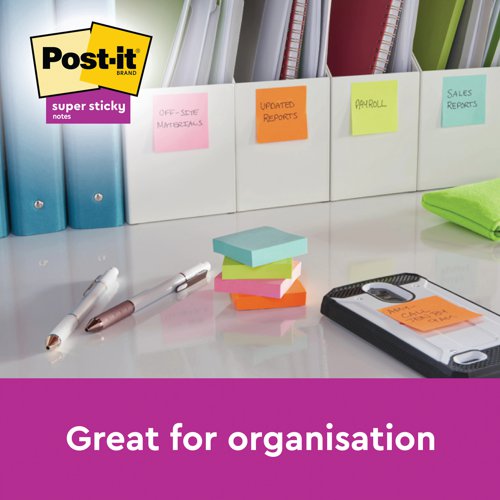 Post-it Super Sticky Notes 76x76mm 90 Sheets Cosmic (Pack of 6) 654-6SS-COS | 3M99419 | 3M
