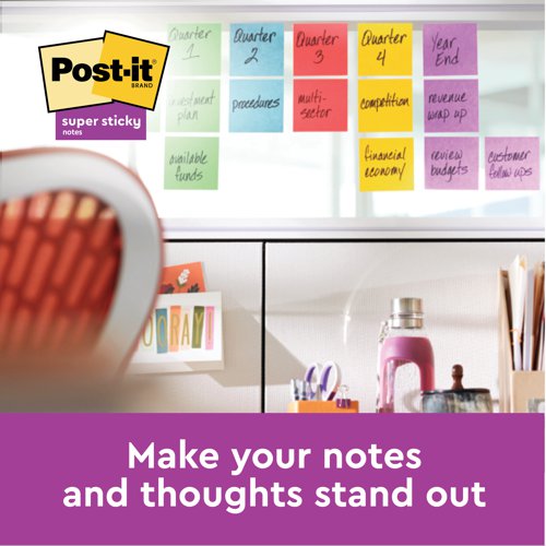 3M99555 Post-it Super Sticky Z-Notes 76x76mm 90 Sheets Carnival (Pack of 6) R330-6SS-CARN