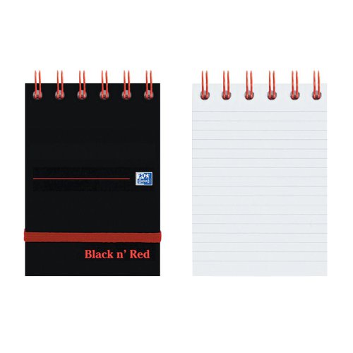 Black n' Red Wirebound Ruled Elasticated Notepad 140 Pages A7 (Pack of 5) 400050435