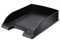 Perfect for desktop filing and organisation, this Leitz Plus standard letter tray is made from durable, high impact polystyrene and features a large front cut out for easy access to contents. Stackable with Leitz Plus standard and jumbo letter trays (available separately). This pack contains 1 black letter tray measuring W255 x D357 x H70mm.