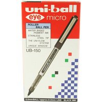 MI05176 | This Uni-Ball Eye Needle Rollerball Pen contains a unique waterproof, liquid ink for smooth writing and a controlled ink flow. The fine 0.5mm needle tip writes a fade resistant 0.4mm line width, perfect for annotation and general note-taking. This pack contains 12 pens with black ink.