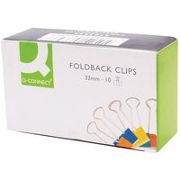Q-Connect Foldback Clip 32mm Assorted (Pack of 10) KF03653 Paper Clips & Binders KF03653
