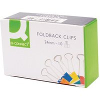 Q-Connect Foldback Clip 24mm Assorted (Pack of 10) KF03652 Paper Clips & Binders KF03652