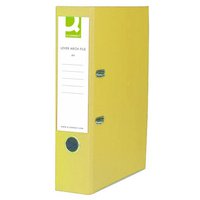 Manufactured using recycled board and paper, these colourful Q-Connect Lever Arch files have a 70mm capacity for foolscap documents. The file features a large labelling area on the spine for quick identification of contents, a thumb hole for easy retrieval from the shelf and locking slots and metal shoes for durability. This pack contains 10 yellow files.