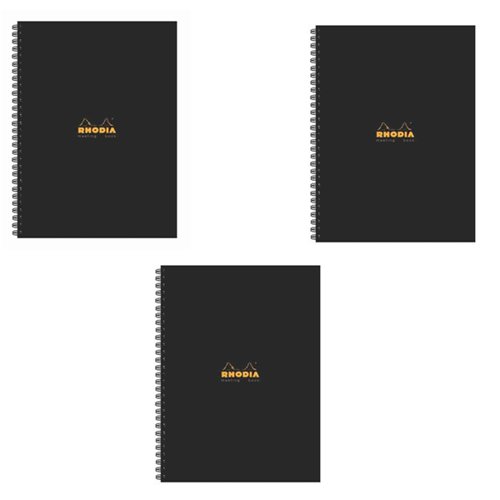 Rhodia Meeting A4 Book Wirebound Hardback Black 160 Pages (Pack of 3) 119238C Notebooks GH15286