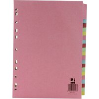 The tabs on this Q-Connect twenty part divider have been left blank to allow you to customise it with your own labels. Each sheet is a different colour, enabling you to colour code your documents as you wish. It has been multi-punched to fit standard A4 ring binders and lever arch files.