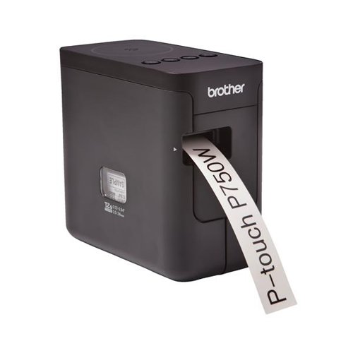The versatile Brother PT-P750W lets you create durable, long-lasting labels from your PC, tablet or smartphone effortlessly. Connect through USB, Wi-Fi or NFC and print out labels on tape from 3.5mm to 24mm wide at high speeds - up to 30mm per second. Plug in the AC adapter for fixed use, or take the PT-P750W with you using AA batteries or the rechargeable battery pack (sold separately).