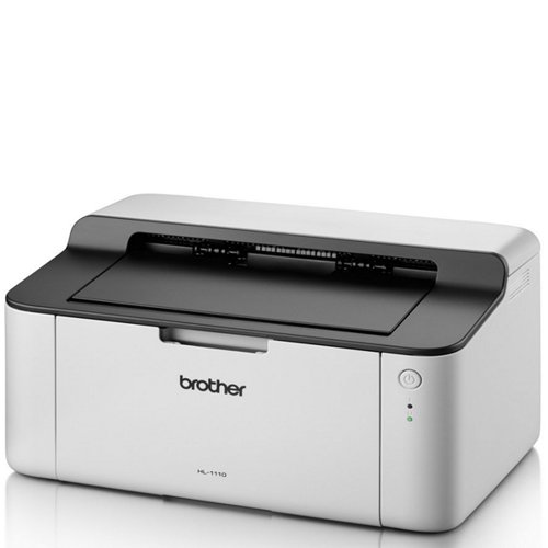 Get high speeds and economical performance with the Brother HL-1110. This mono laser printer uses Brother laser print technology for reliable monochrome prints at speeds up to 20 pages per minute. The 1,800 page monthly duty cycle ensures performance that's ideal for individual users, with long-lasting cartridges with a page yield of up to 1,000.