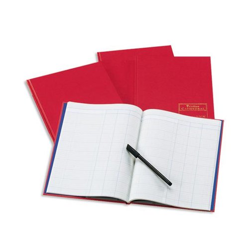 Ideal for manual book keeping, this A4 analysis book by Collins Cathedral features 96 pages of azure ledger paper perfect for keeping track of your accounts. Whether used for office or home business, the 6 cash columns on each page together with column and line numbering make it easy for you to keep records of incoming and outgoing money. The red leather grain cover is extremely durable and hard-wearing and is supplied with product information and a ruling guide.