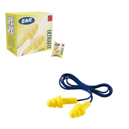 3M Ultrafit Corded Ear Plugs One Size (Pack of 50) UF-01-000 - 3M - 3M34800 - McArdle Computer and Office Supplies