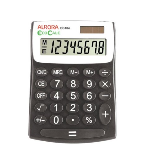 Aurora Black /White 12-Digit Semi-Desk Calculator EC404
