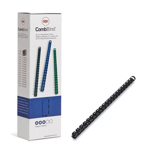 CombBind spines enable you to create stylishly bound, editable documents. Pages lay flat for convenient note taking and photocopying. Made from premium quality, durable material they won't scratch or discolour. A4 22mm. Pack size:100.