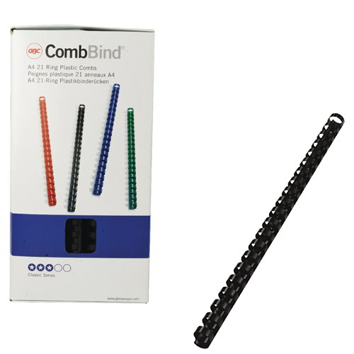 GB21664 GBC CombBind A4 14mm Binding Combs Black (Pack of 100) 4028178