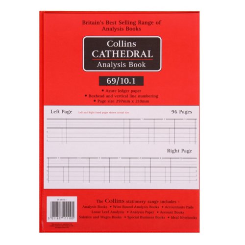Collins Cathedral Analysis Book Cash Columns 96 Pages 69/10.1 811110/3 Accounts Books CL69101