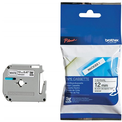 Brother P-Touch Tape Cassette 12mm Black on White Non Metallic Tape Blister Pack MK231BZ BA58002 Buy online at Office 5Star or contact us Tel 01594 810081 for assistance