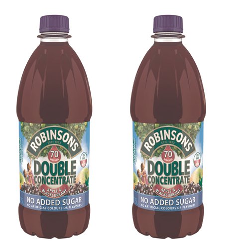 BRT14656 Robinsons NAS Double Concentrate Apple and Blackcurrant 1.75L (Pack of 2) 402047