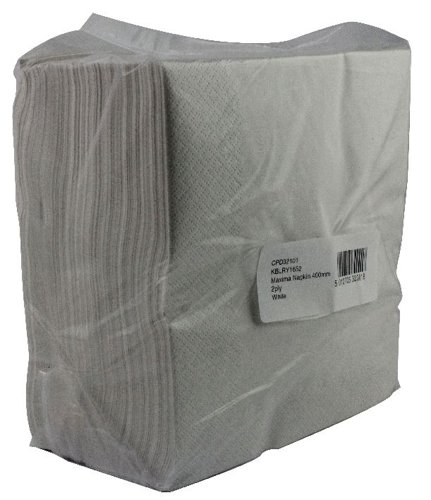 White 2-Ply Paper Napkins 400x400mm (Pack of 100) 0502122 CPD32101