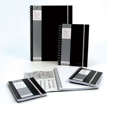 This professional Pukka Jotta notebook contains 160 pages of 80gsm paper, which is feint ruled for neat note-taking. The notebook features durable, black polypropylene covers and an elasticated closure for security. It is wirebound, allowing it to lie flat for easy note-taking, and also features perforated pages for easy removal, a personal details page and a world map. This pack contains three A4 notebooks.