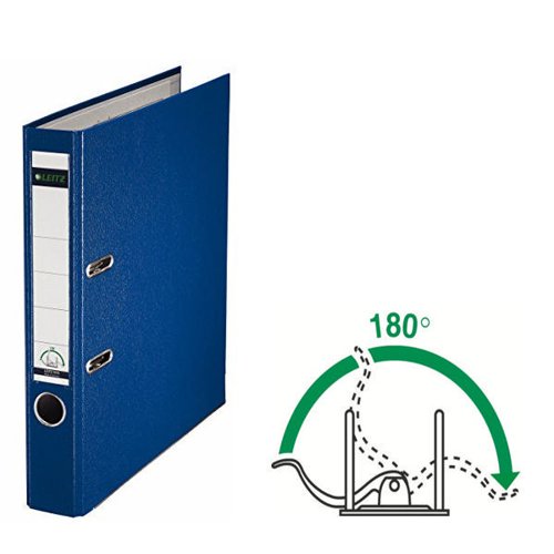 LZ101535 Leitz 180 Lever Arch File Poly 50mm A4 Blue (Pack of 10) 10151035