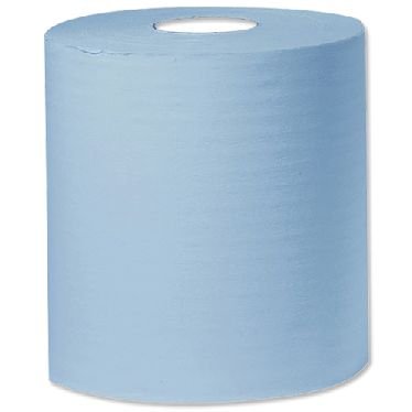 2Work 1-Ply Centrefeed Roll 300m Blue (Pack of 6) KF03803 - KF03803