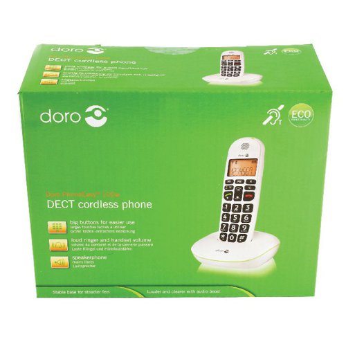 Doro DECT Cordless Telephone Big Button White PHONEEASY 100W Doro