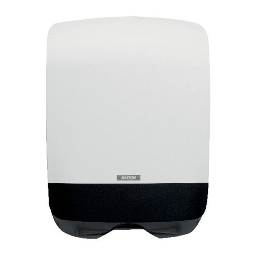 Ideal for washrooms and kitchens with limited space, the Mini Katrin Inclusive Hand Towel Dispenser is compact and opens downwards for easy refilling. Suitable for use with Katrin One Stop and Non Stop folded hand towels, it is lockable.