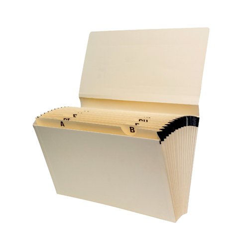 KF22001 | This convenient Q-Connect Expanding File has 15 pockets printed A-Z for organised papers. With a tough manilla construction and reinforced gussets, you get a sturdy, long lasting file that will keep your documents safe and secure. This file is suitable for organising both A4 and foolscap documents.