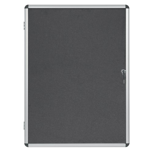 Bi-Office Enclore Felt Indoor Lockable Glazed Case 720x981x35mm Grey VT630103150 Glazed Notice Boards BQ52303