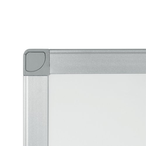 KF37017 | The Q-Connect Whiteboard is ideal for meetings and brainstorming, with a chipboard surface that is designed for clean and smooth writing. The double-sided design lets you take the whiteboard off the wall and flip it over, giving you the choice of a plain whiteboard or a faint printed square grid to aid drawing and writing. The anodised aluminium frame provides sleek protection and features a clip-on pen tray for storing spare markers. The included wall fixing kit makes the board easy to install.