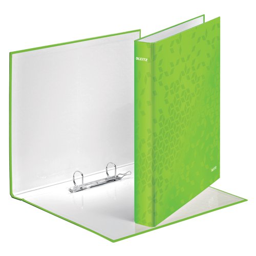 Leitz WOW Ring Binder 2 D-Ring 25mm A4 Green (Pack of 10) 42410054