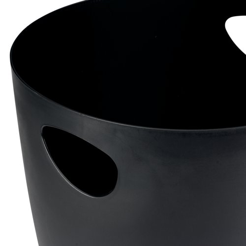 Ideal for office use, this Contour Ergonomics Waste Paper Pin is a round shape with curved sides and a matte finish. Features two integrated handles for easy transport and emptying. This pack contains 1 waste paper bin in black.