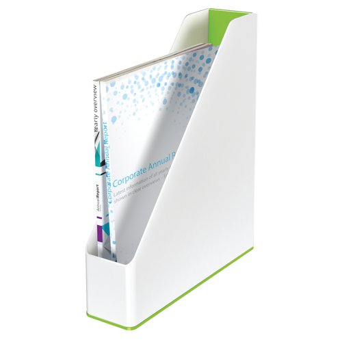 Leitz WOW Magazine File Dual Colour White/Green 53621054 - ACCO Brands - LZ12373 - McArdle Computer and Office Supplies
