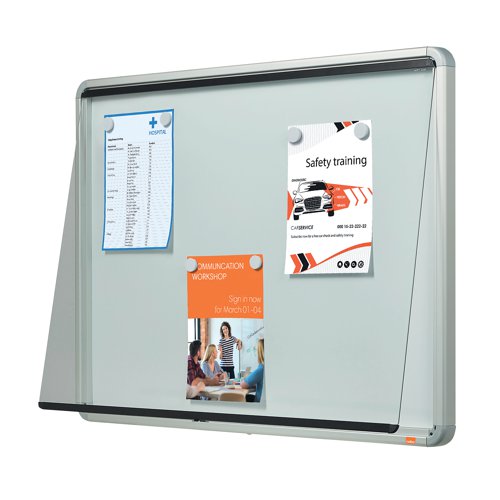 Designed for outdoor use, this Nobo Weatherproof Case features a 4mm toughened glass door for optimum safety and security. Choose to write on the drywipe board or secure printed pages with magnets and lock the door to prevent tampering. The strong aluminium frame is powder coated for extra durability and corrosion resistance, and silicone seals protect contents from wind, rain and condensation.