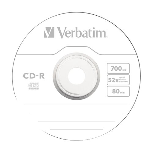 Verbatim CD-R Datalife Non-AZO 52x 700MB (Pack of 100) 43411 CD, DVD & Blu-Ray Disks VM34115