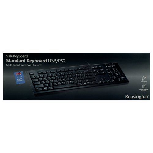 Kensington ValuKey Wired USB UK Keyboard Black 1500109